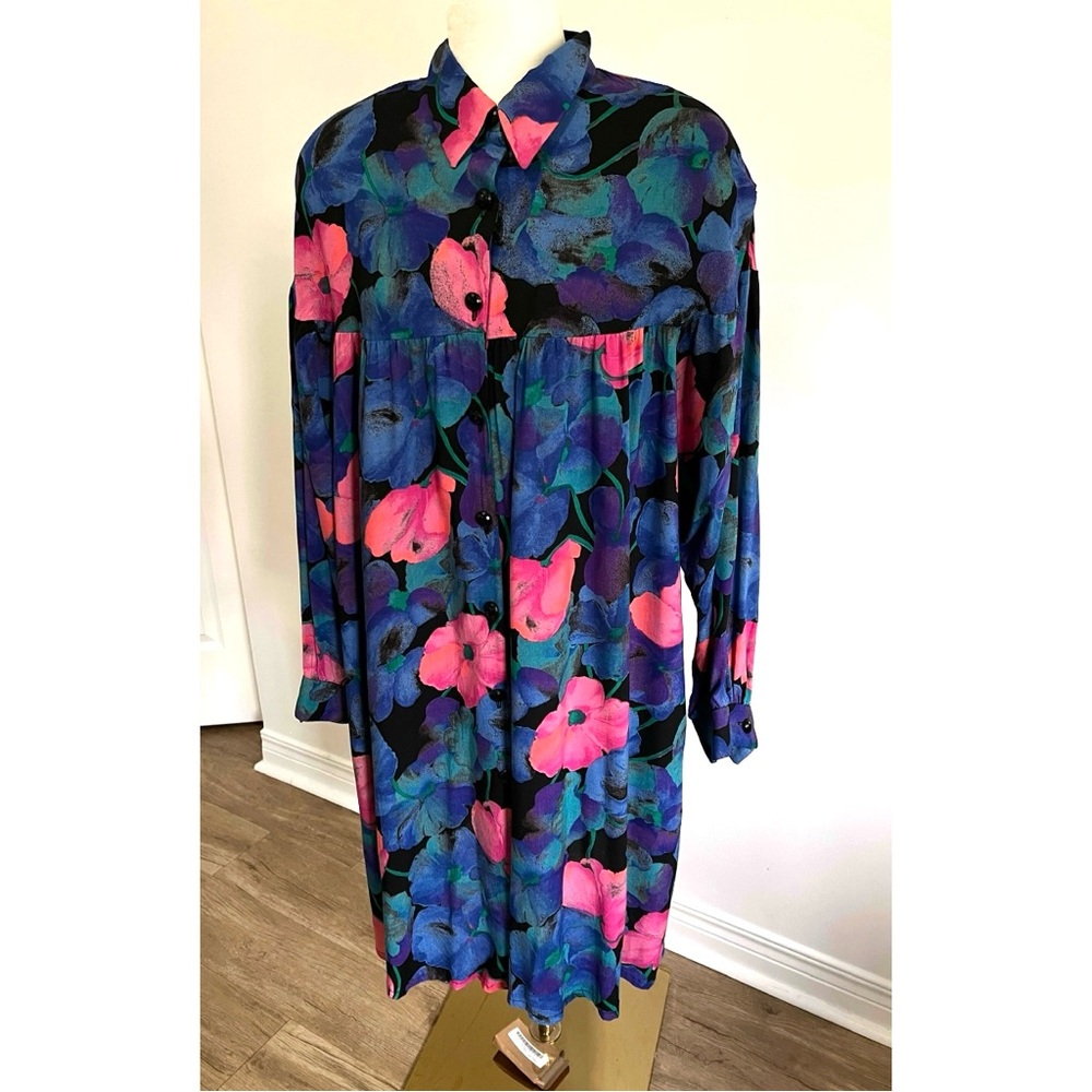 🇨🇦 Vintage Floral Long Jacket Oversized Artistic Statement Duster • Pink Mauve - Picture 8 of 15